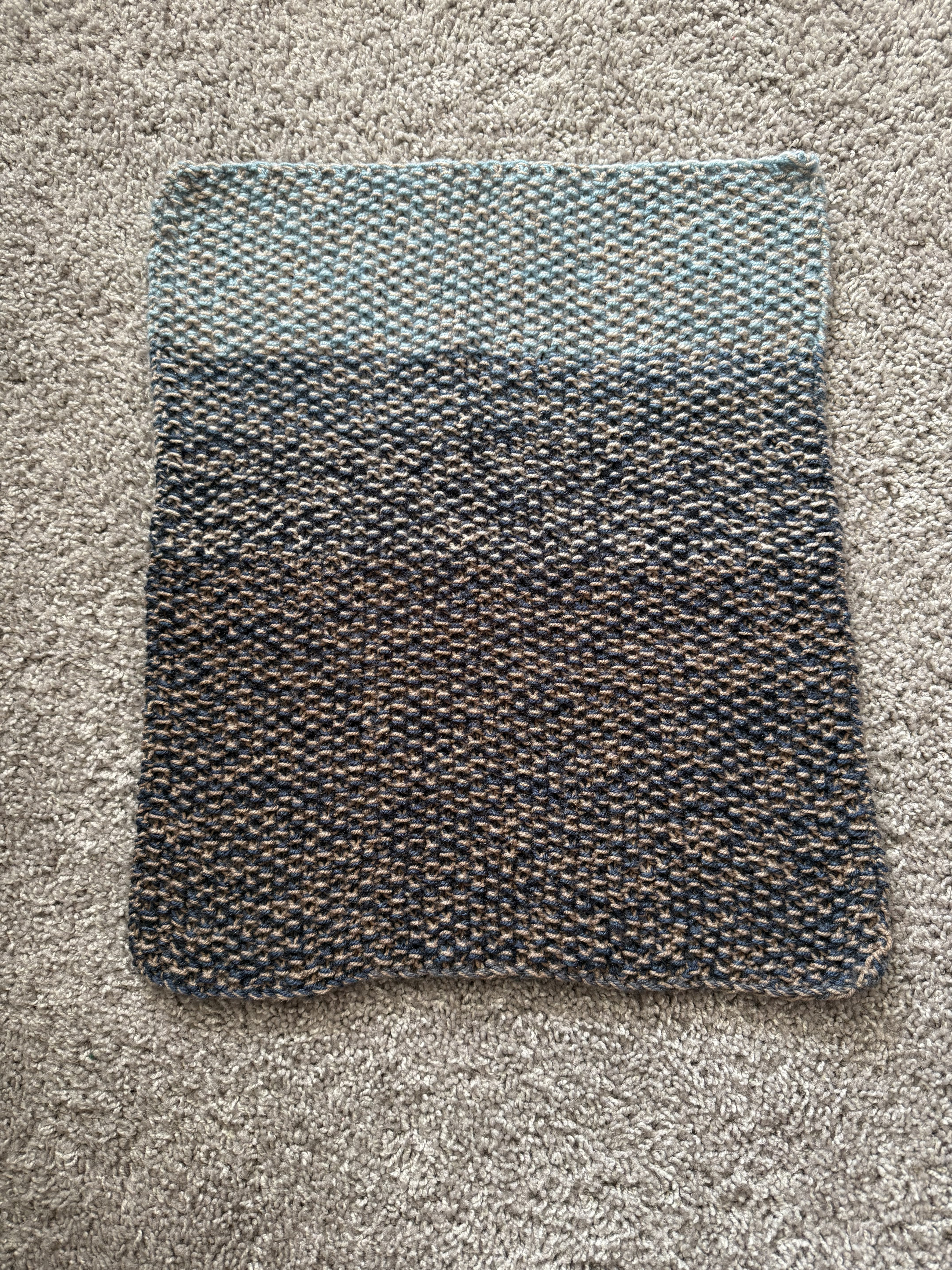 Knit Blue to Brown Ombre Baby Blanket